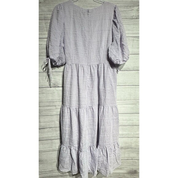 Lulus Women's Capture Your Heart Lavender Tiered Puff Sleeve Midi Dress Size XL - Picture 4 of 7